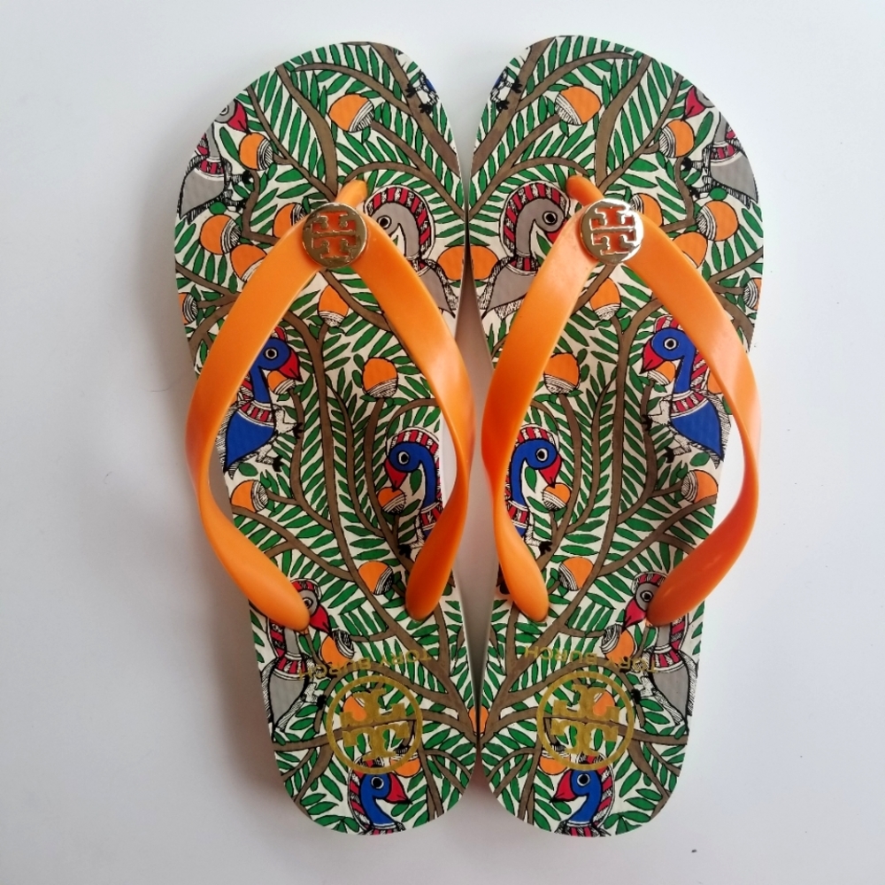Tory Burch Something Wild Bird Flip Flops